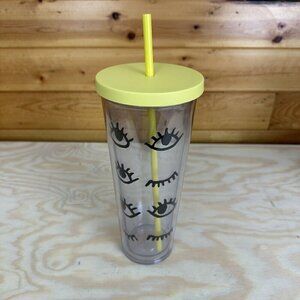 2017 Starbucks 24 Oz. Acrylic Venti Cold Cup Tumbler Clear Eyes Winking *READ*